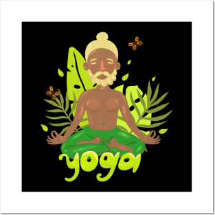 Man Doing Yoga Posters and Art